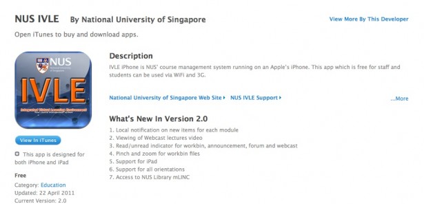 NUS IVLE iPhone App updated to Version 2.0 | CITations