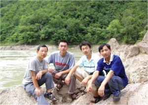 Wang Jianjun (the most left) and other team members during the field survey in 2007