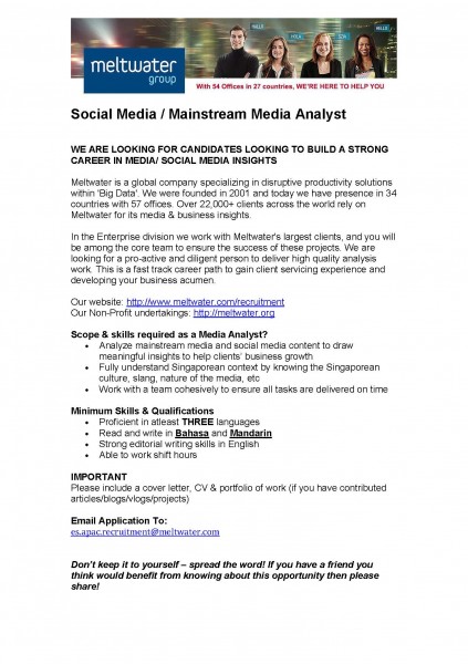 Job opportunity - meltwater - analyst