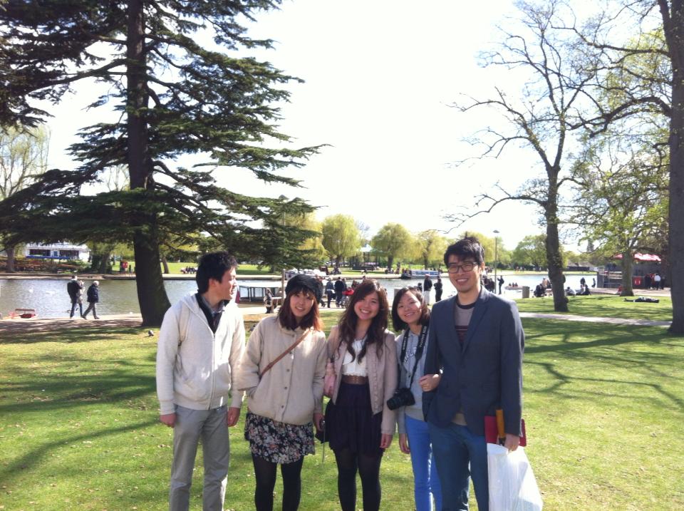 At Stratford-upon-Avon with friends from Japan, 2013.