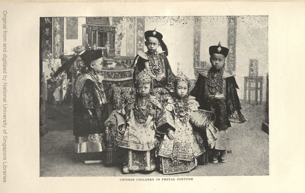 Straits Chinese children in festal costume