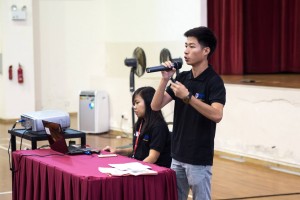 Clement charming the crowd once again as an emcee, at a mass Cluster Leader Training Session at PGPR
