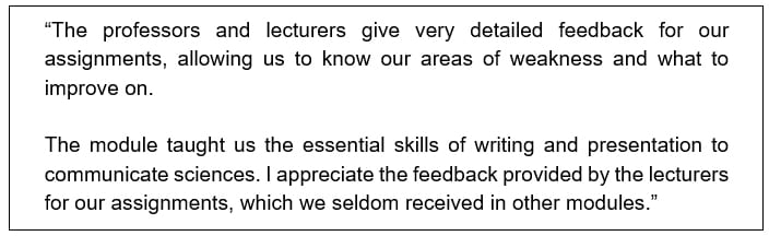 Example of qualitative student feedback