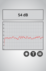 54dB - Sound at more than half empty UHall Spinelli. Today at 3pm. I found out that I can record sound on a chart with time too! 